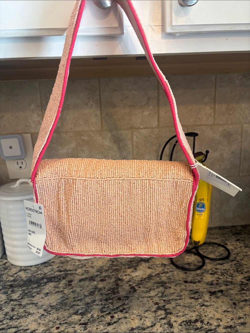 Sol and Mer Beaded Peach Sardine Motif Shoulder Bag. BNWT. - Picture 3 of 5